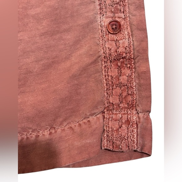 Sundance Women’s 10 Linen Cotton Blend Pants Lace Trim Dusty Pink Boho Casual - Picture 5 of 15